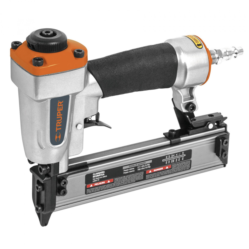 Truper Clavadora Neumática CLNE-23, Calibre 23, 100 Clavos, Gris/Naranja