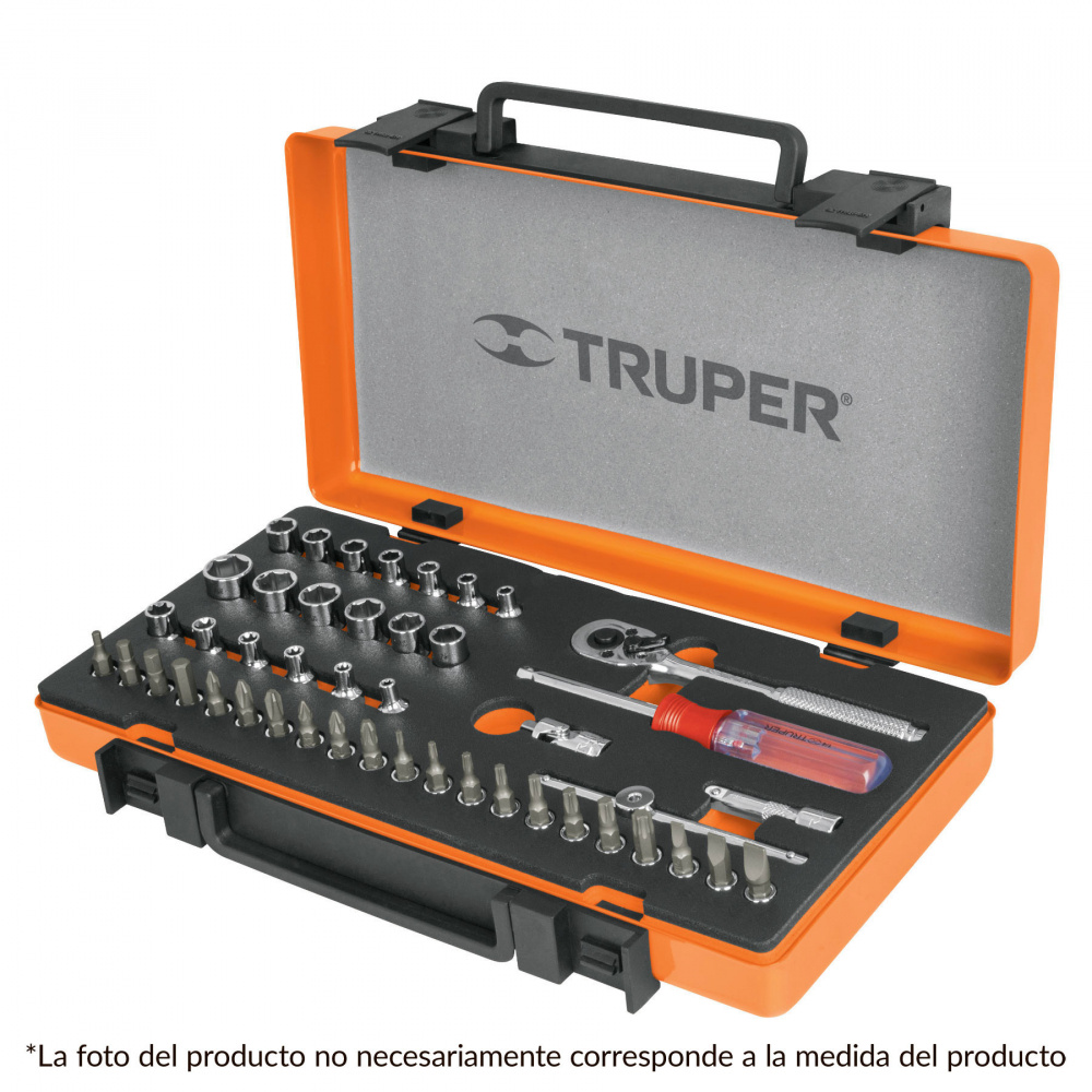 Truper Juego de Dados con Matraca y Desarmador JD-1/4X45M, 1/4", 45 Piezas, Cromado
