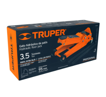 Truper Gato Hidráulico de Patín Profesional GAPRO-3.5B, hasta 3.5 Toneladas, Naranja
