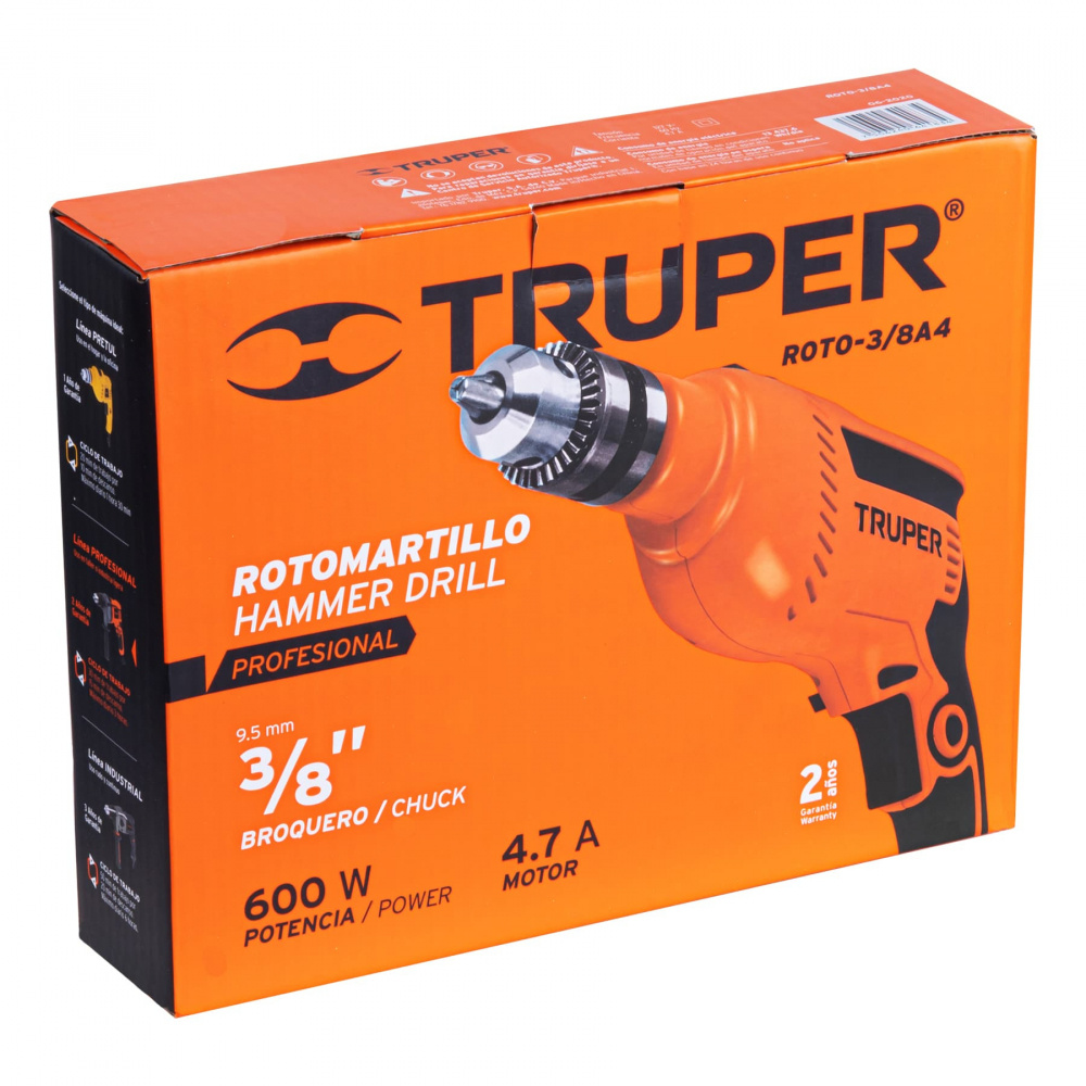 Truper Rotomartillo Eléctrico ROTO-3/8A4, Alámbrico, Reversible, 600W 