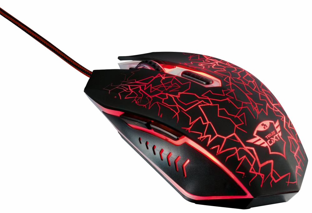 Mouse Gamer Trust Óptico GXT 105 Izza, Alámbrico, USB, 2400DPI, Negro/Rojo