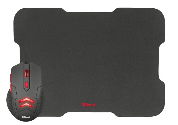Mouse Gamer Trust Óptico Ziva + Mousepad, Alámbrico, USB, 3000DPI, Negro/Rojo