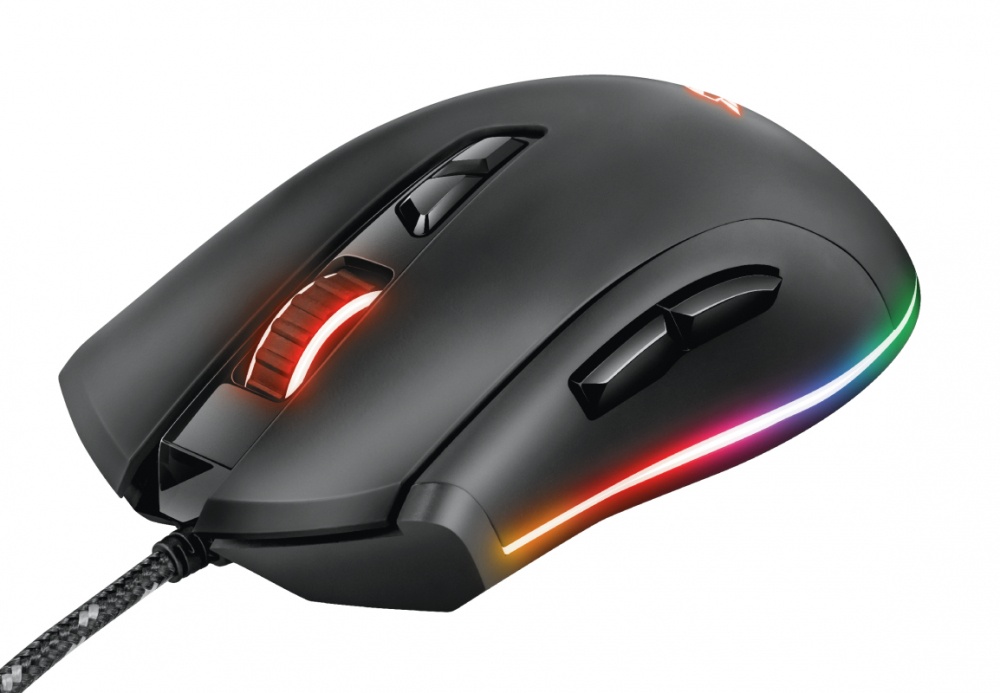 Mouse Gamer Ergonómico Trust GXT 900 Qudos RGB, Alámbrico, Óptico, 15.000DPI, USB-A, Negro