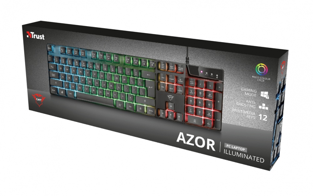 Teclado Gamer Trust GXT 835 Azor LED Multicolor, Alámbrico, Negro (Español)