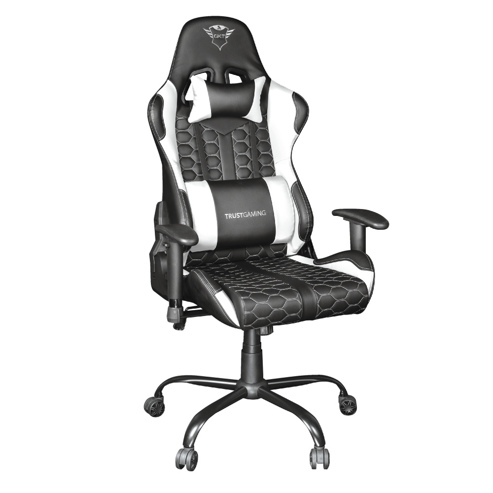 Trust Silla Gamer GXT 708 Resto, hasta 150Kg, Negro/Blanco