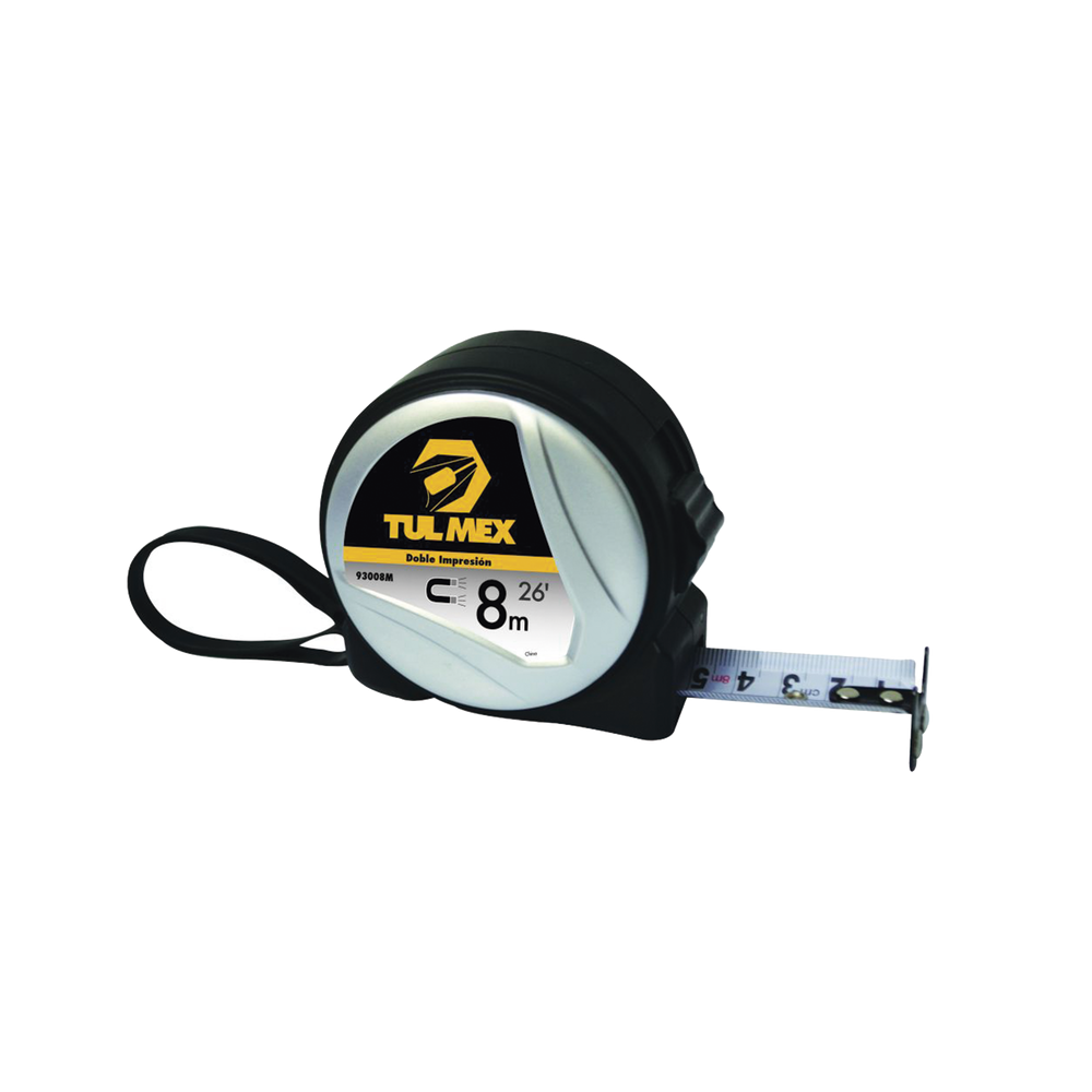 Flexómetro Tulmex 93008M, 8 Metros, 1.2cm, Plata/Negro