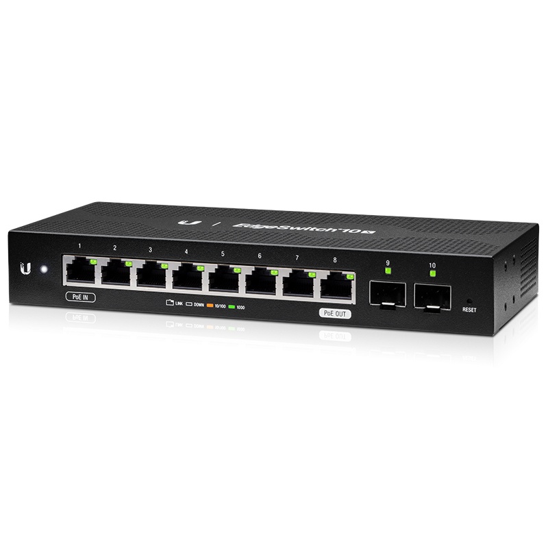 Switch Ubiquiti Networks Gigabit Ethernet EdgeSwitch 10X, 8 Puertos 10/100/1000Mbps + 2 Puertos SFP, 20 Gbit/s - Administrable