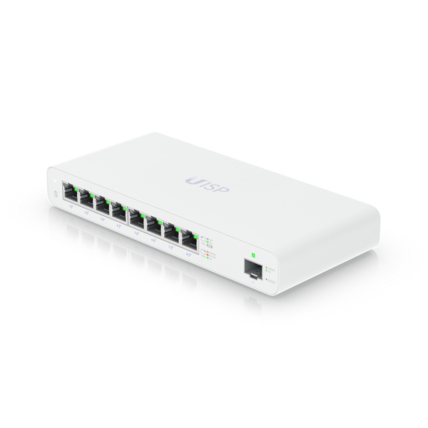 Switch Ubiquiti Networks UISP-S, 8 Puertos Gigabit Ethernet 10/100/1000 8 x PoE Pasivo 110W, 1 Puertos SFP, 18 Gbit/s, Administrado