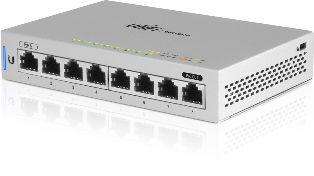 Switch Ubiquiti Networks Gigabit Ethernet UniFi Switch 8, 8 Puertos 10/100/1000Mbps (sin PoE), 16 Gbit/s - Gestionable