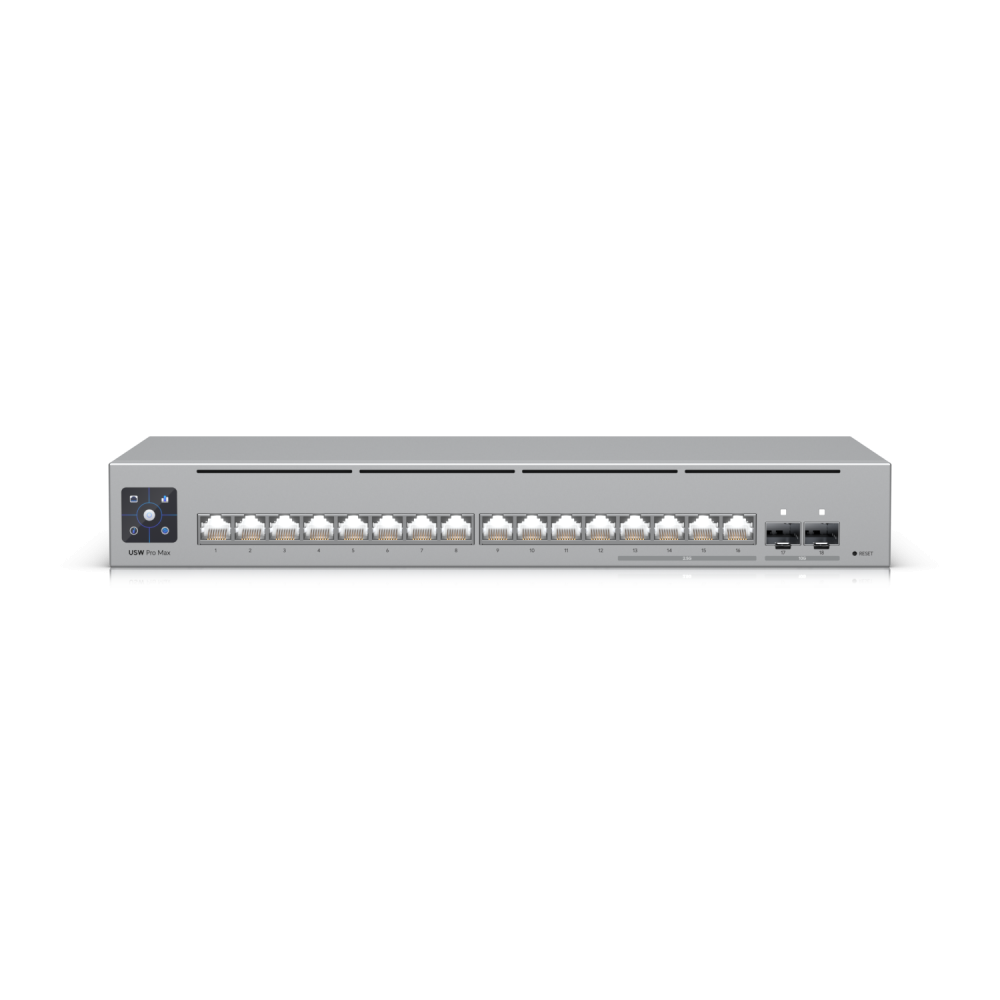 Switch Ubiquiti Networks USW-PRO-MAX-16, 16 Puertos 2.5G Ethernet 100/1000/2500, 2 Puertos SFP+, 84 Gbit/s, 16000 Entradas, Administrado