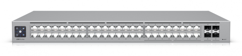 Switch Ubiquiti Networks Pro Max, 48 Puertos 2.5G Ethernet 100/1000/2500 16 x No disponible 720W, 4 Puertos SFP+, 224 Gbit/s, 32000 Entradas, No Administrado ― Leves rayones.