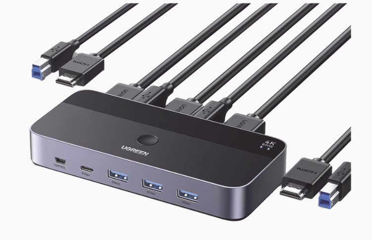 Ugreen Switch KVM 15707, HDMI, 3840x2160 4K, hasta 2 Dispositivos