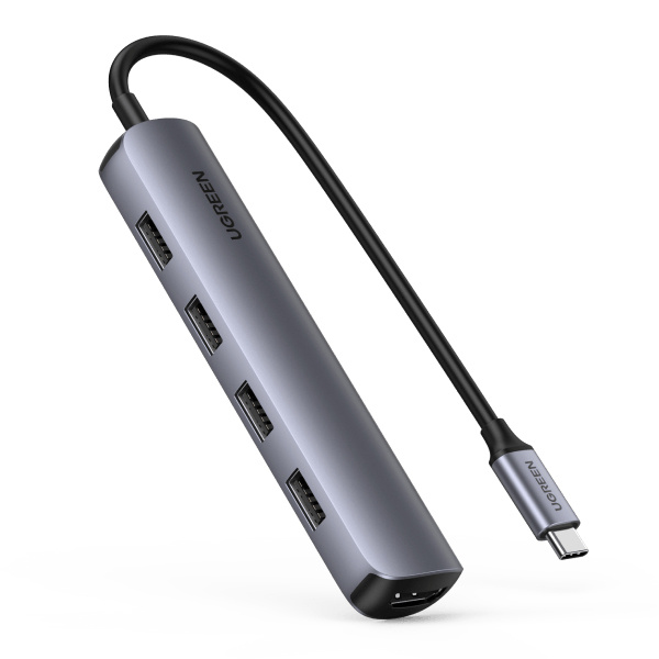 Ugreen Hub USB C 3.2 - 4x USB A 3.0, 1x HDMI, Gris