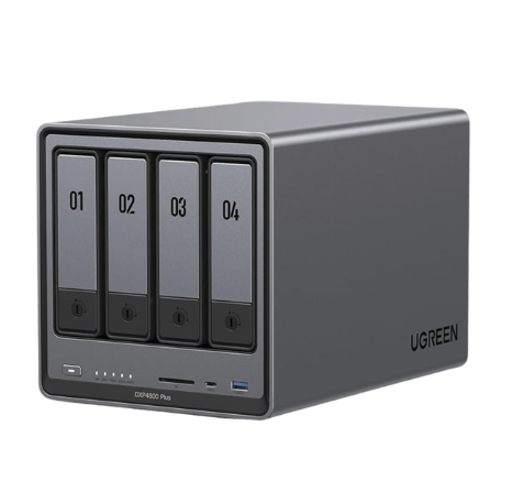 Ugreen NASync DXP4800 Plus NAS, 4 Bahías Intel Pentium Gold 8505, 8GB RAM, SATA, máx 96TB ― No Incluye Disco