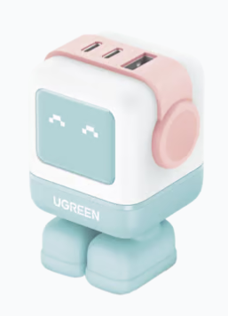 Ugreen Cargador de Pared RobotGaN, 65W, 12V, 1 x USB-A 2 x USB-C