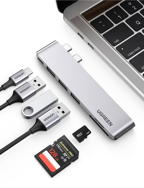 Ugreen Hub 2x USB C - 3x USB 3.0, Plata