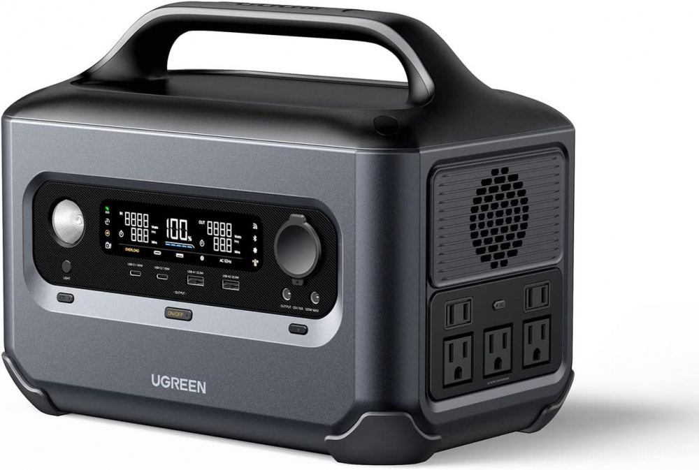Ugreen Estación de Carga PowerRoam 600, 600W, 680Wh, 2x USB-C/USB-A, 3x Salidas DC, 5x Salidas AC, Negro/Gris