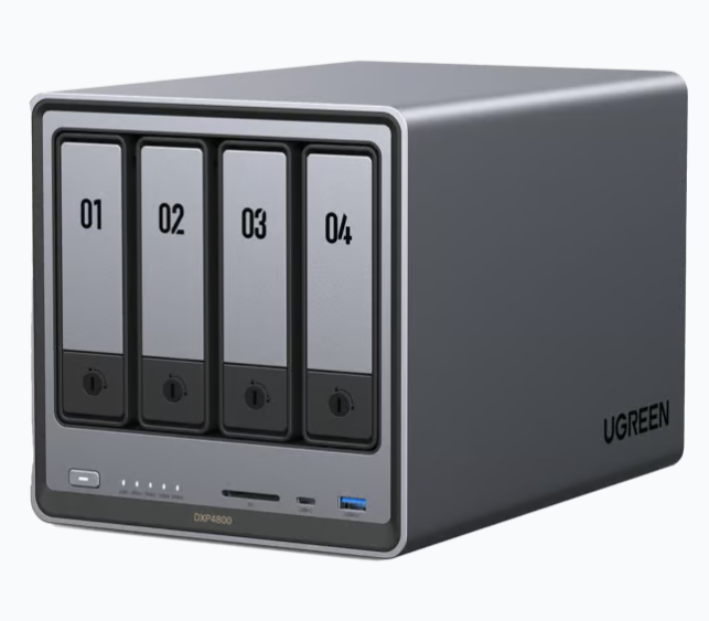 Ugreen NASync DXP4800 NAS, 4 Bahías Intel N100, 8GB RAM, SATA, máx 96TB ― No Incluye Disco