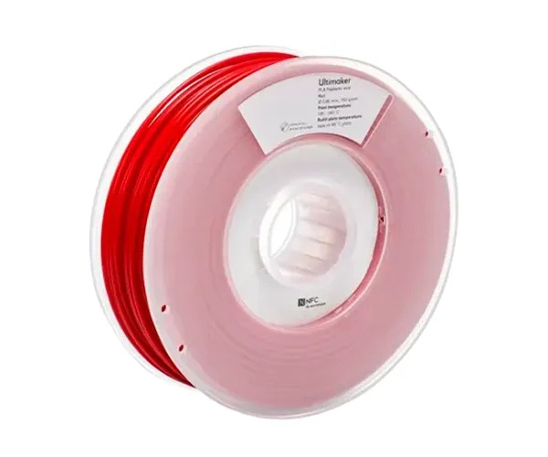 Ultimaker Bobina de Filamento PLA ULTI-PLARED, Diámetro 2.85mm, 750g, Rojo