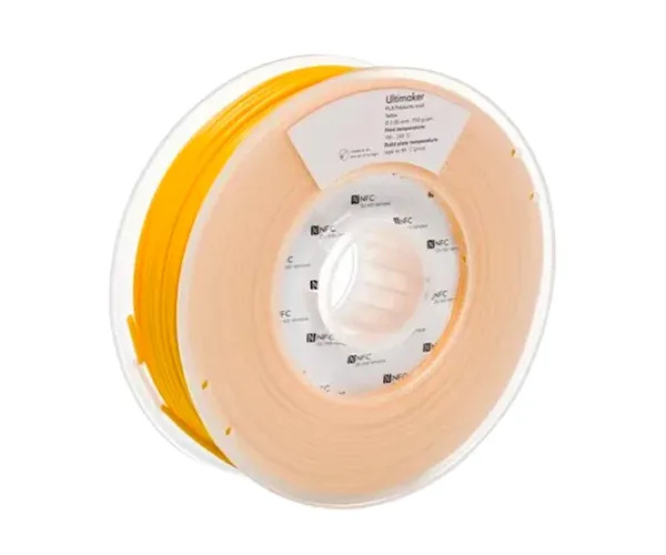 Ultimaker Bobina de Filamento PLA ULTI-PLAYELLOW, Diámetro 2.85mm, 750g, Amarillo