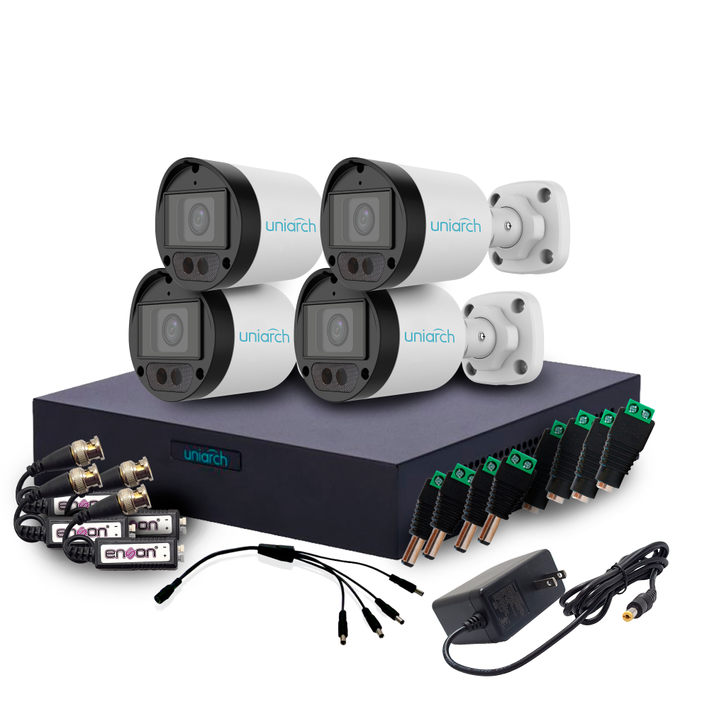 Uniarch Kit de Vigilancia AH04AUNI27 de 4 Cámaras CCTV Bullet con Grabadora de 4 Canales