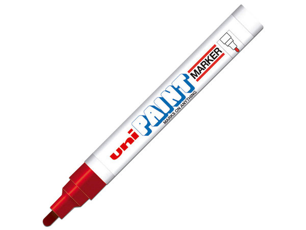 Uni Paint Marcador Permanente PX-20, Punto Mediano, Rojo, 12 Piezas