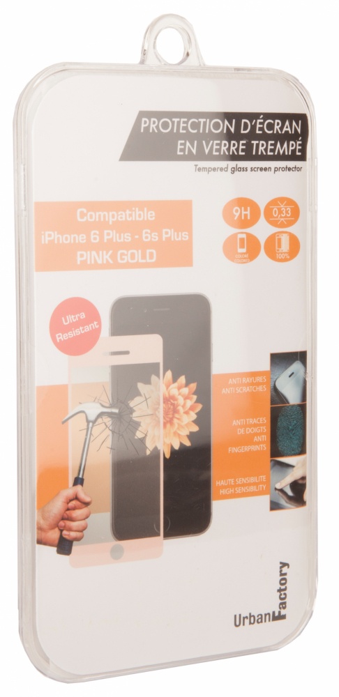 Urban Factory Protector de Pantalla para iPhone 6 Plus/6S Plus, Oro Rosado/Transparente