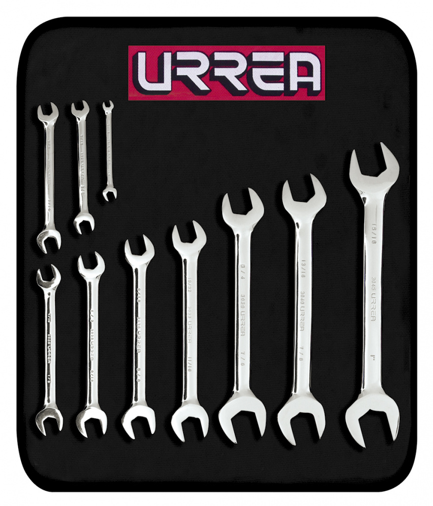 Urrea Juego de Llaves Españolas Pulido Espejo 3000D, 10 Piezas, Plata