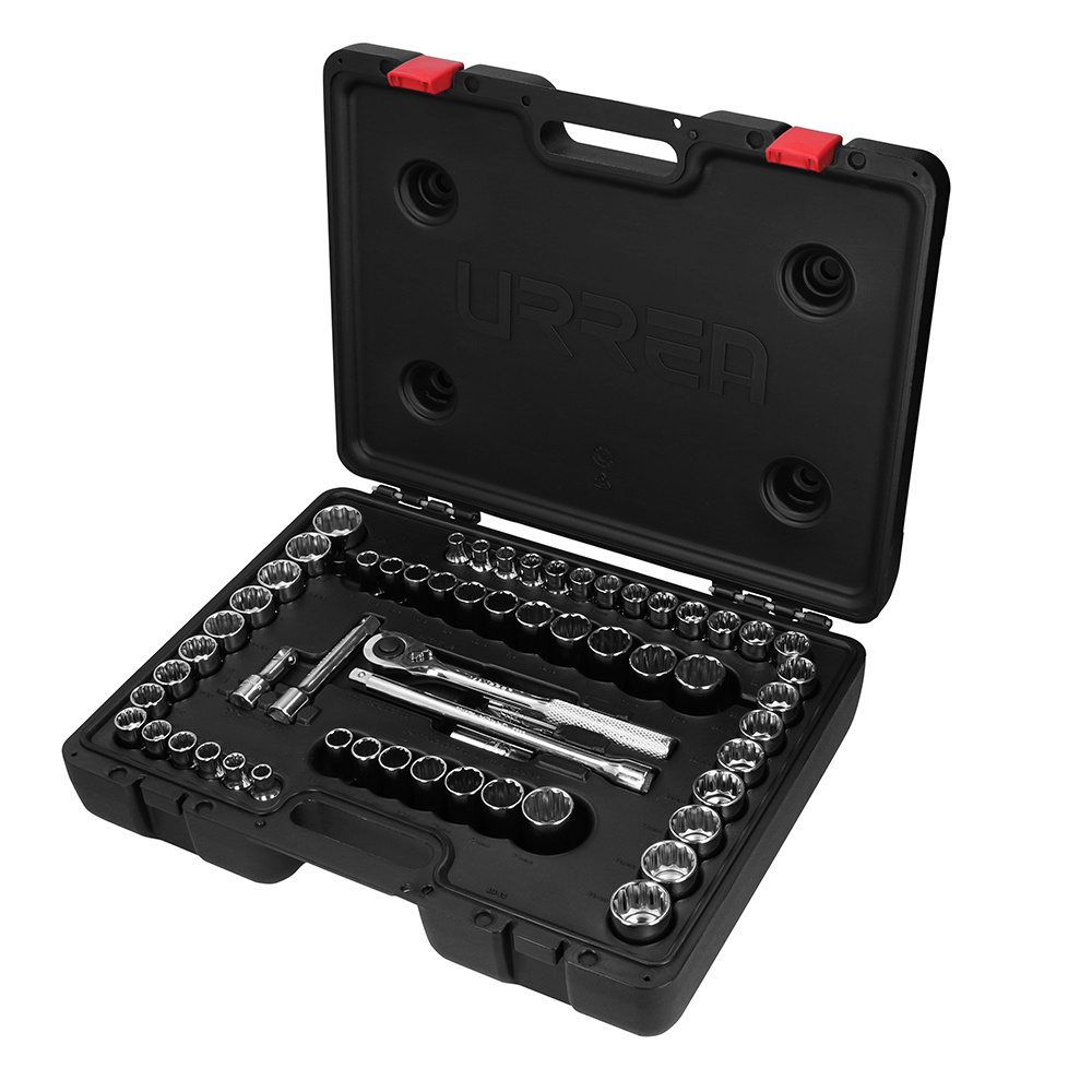 Urrea Juego de Dados con Matraca 5400PD, 1/2", 60 Piezas, Cromado