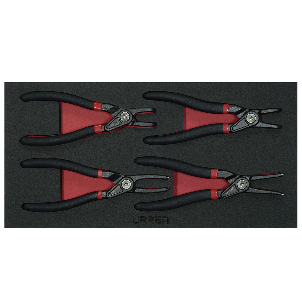 Urrea Juego de Pinzas de Retención CH131, 4 Piezas, Negro