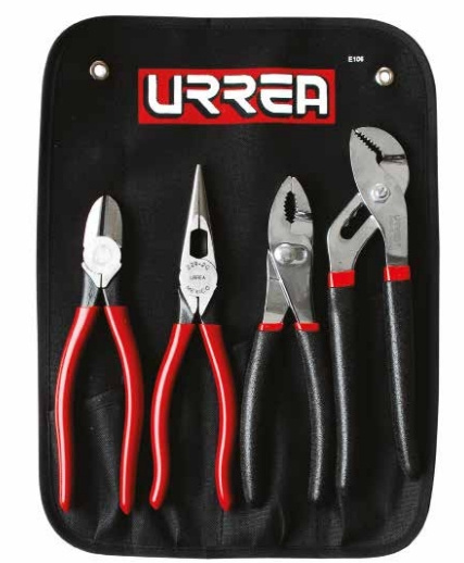 Urrea Juego de Pinzas J200G, 4 Piezas, Negro/Rojo
