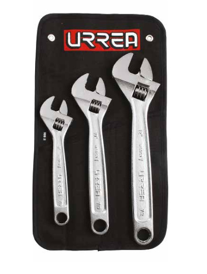 Urrea Juego de Llaves Ajustables, 3 Piezas, Cromado