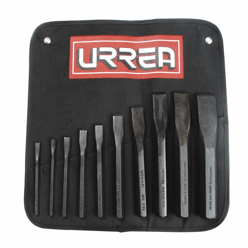 Urrea Juego de Cinceles 86D, 1/4"/1", 10 Piezas, Acero