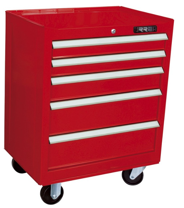 Urrea Gabinete Móvil EX27M5, 5 Compartimentos, Rojo