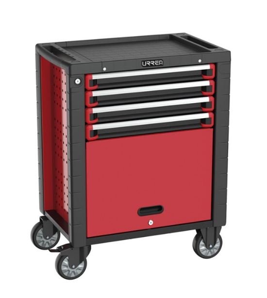 Urrea Gabinete Móvil HD28M4, 5 Compartimentos, Negro/Rojo