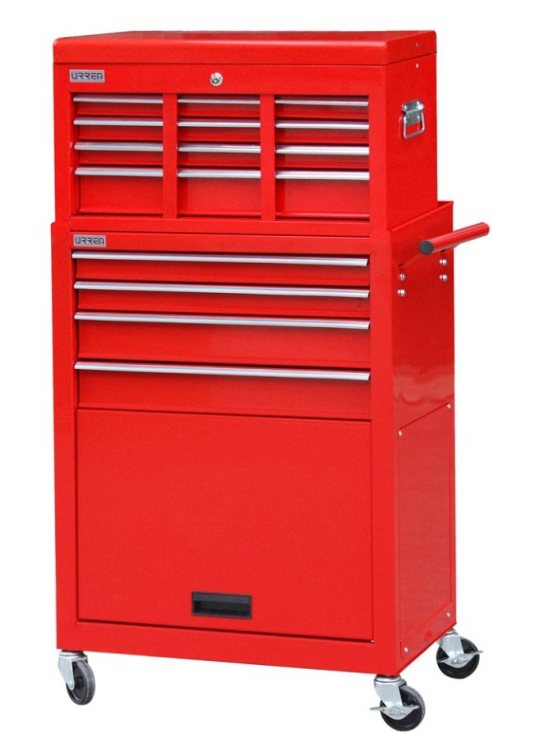 Urrea Caja de Herramientas I24C10, 10 Compartimentos, Rojo