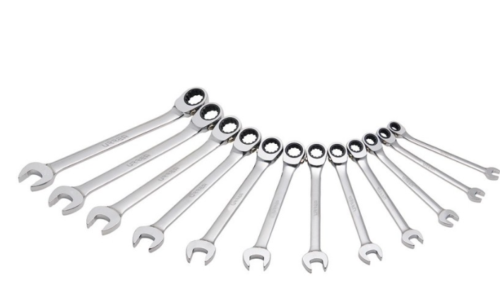 Urrea Juego de Llave de Matraca JLMC12M, 12 Piezas, Acero Cromado