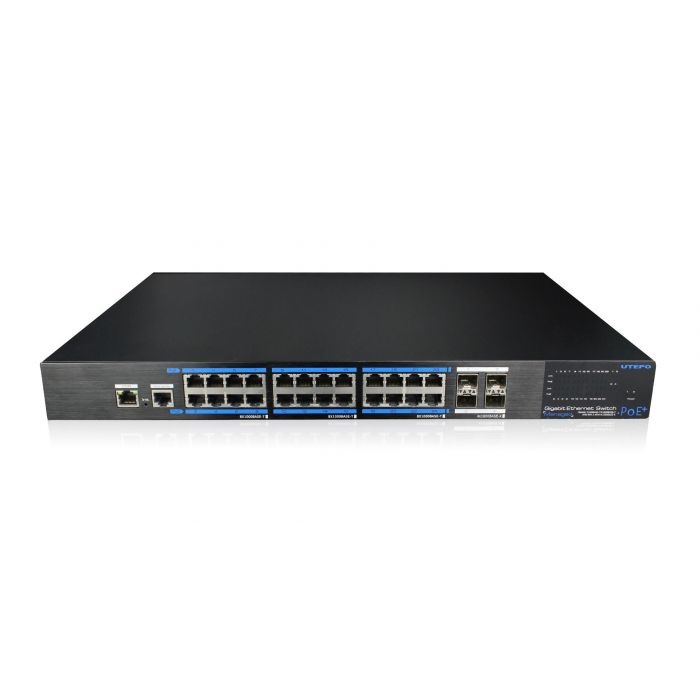 Switch Utepo Gigabit Ethernet UTP7524GEPOE4GF, 24 Puertos PoE + 4 Puertos SFP, 24 Gbit/s, 16.000 Entradas - Administrable