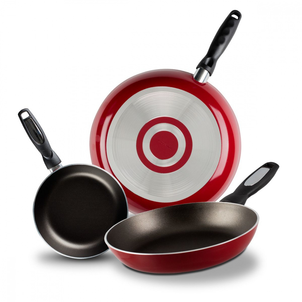 Vasconia Juego de Sartenes 4015560, 20/24/30cm, Antiadherente, 3 Piezas, Rojo