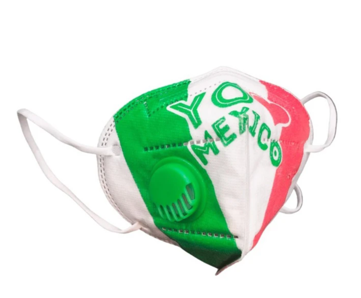 Ventronic Cubrebocas KN95 con Válvula, 5 Capas, Verde/Blanco/Rojo, 1 Pieza