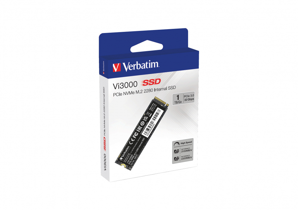 SSD Verbatim 49375 NVMe, 1TB, M.2, 2200 MB/s Escritura, 3100 MB/s Lectura, PCI Express 3.0