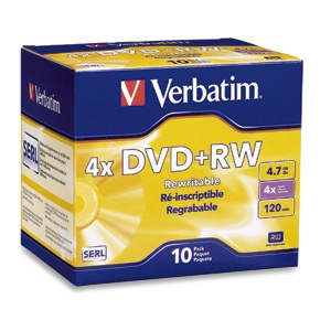 Verbatim Discos Virgenes para DVD, DVD+RW, 4x, 4.7GB, 10 Piezas