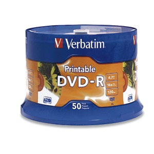 Verbatim Torre de Discos Virgenes para DVD, DVD-R, 50 Discos