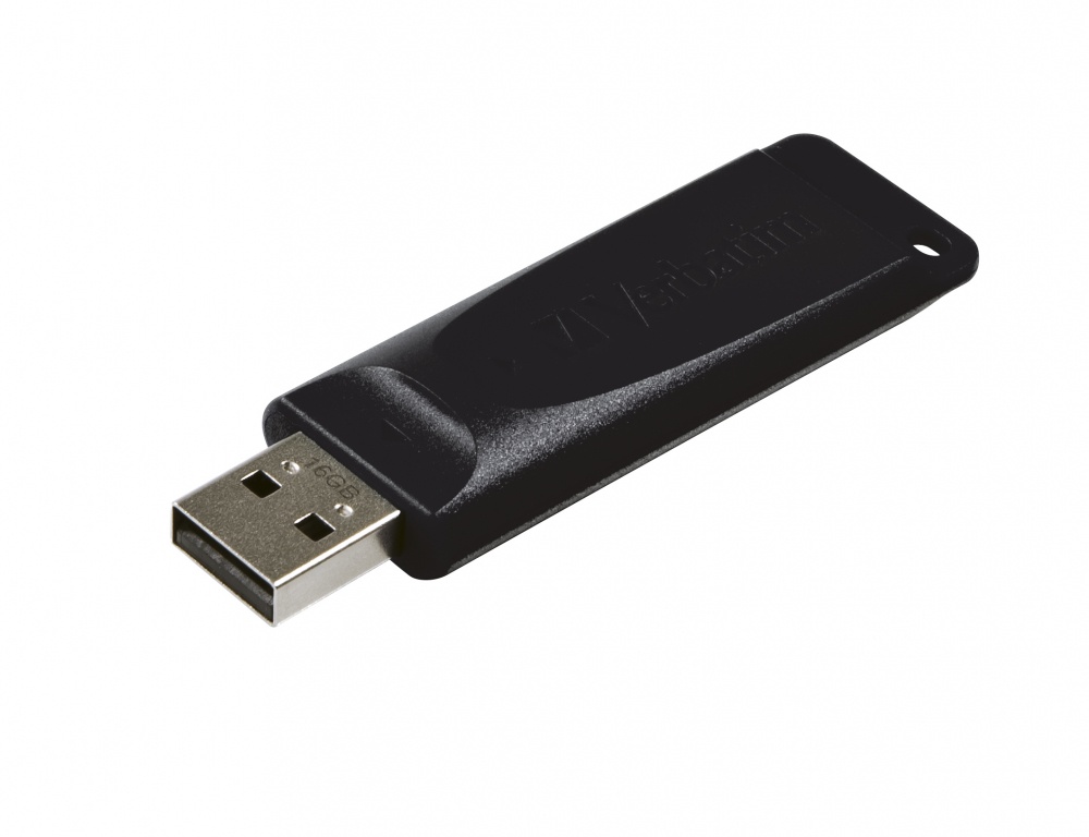 Memoria USB Verbatim Slider Go, 16GB, USB-A 2.0, Lectura 10MB/s, Escritura 4MB/s, Negro