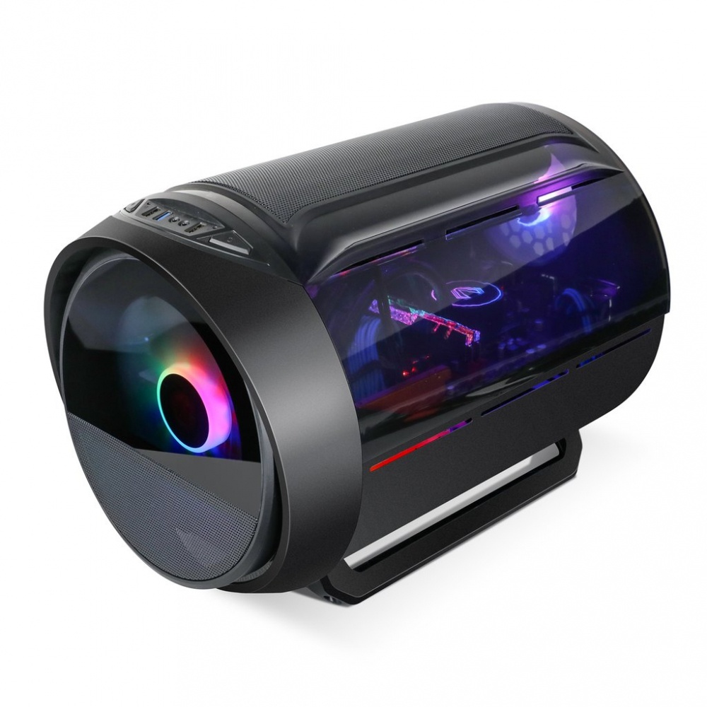 Gabinete Vetroo K2 con Ventana, Micro ATX/Mini ITX, USB 2.0/3.0, sin Fuente, 1 Ventilador RGB Instalado, Negro