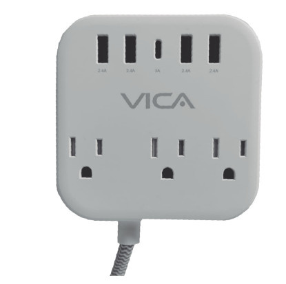 Vica Multicontacto SUPVIC050, 3 Salidas, 4x USB, Blanco