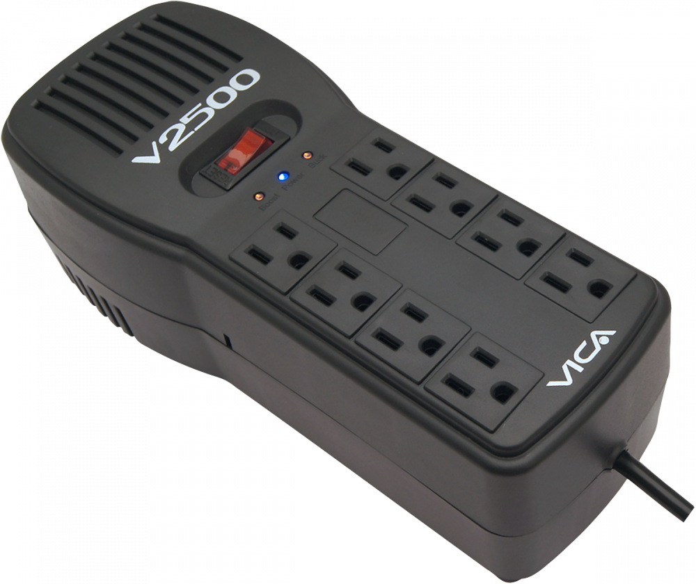 Regulador Vica V2500, 1.5kW, 2.5kVA, Entrada 100 - 127V, Salida 100 - 127V, 8 Salidas