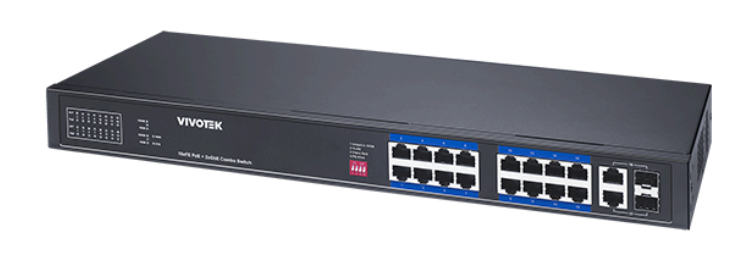 Switch Vivotek AW-FGT-180P-250, 16 Puertos Fast Ethernet 10/100 16 x PoE 250W, 2 Puertos SFP, 7.2 Gbit/s, 16000 Entradas, No Administrado