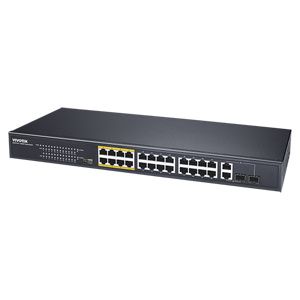 Switch Vivotek Gigabit Ethernet AW-FGT-260F-380, 24 Puertos PoE 10/100/1000Mbps + 2 Puertos SFP, 80W, 8.8Gbit/s, 16000 Entradas - No Administrable