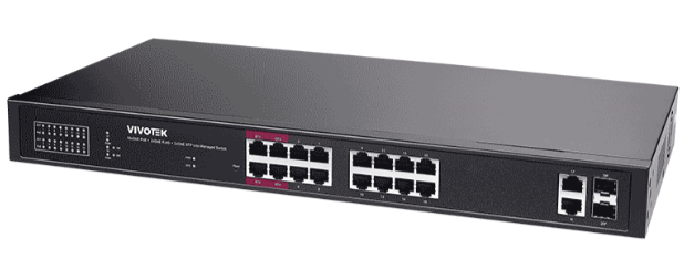 Switch Vivotek AW-GEL-205A-260, 20 Puertos 10G Ethernet 100/1000/10000 16 x PoE 240W, 2 Puertos SFP, 40 Gbit/s, 8000 Entradas, Administrado 
